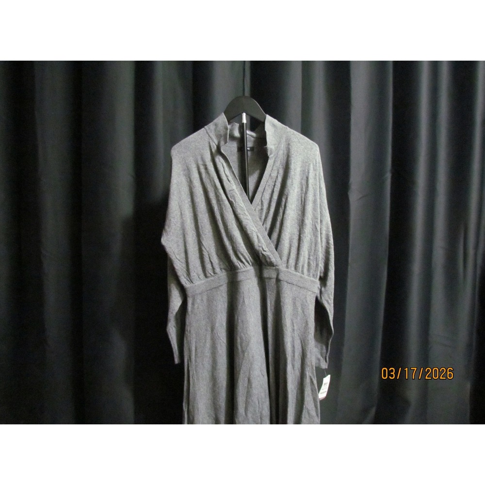 New Heather Gray‎ Surplice V-Neck Mock Neck Long Sleeve Knit Midi Dress Womens